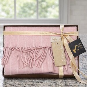 Cristina Chi Made in Italy Pink Fringe Scarf Gift Set – 100% Made in Italy – New